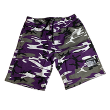 Purple Camo Warning Sweatshorts